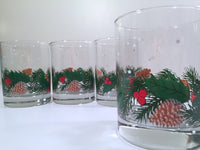 Load image into Gallery viewer, Libbey Pinecone and Holly Double Old Fashion Glasses (Set of 4)
