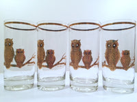 Load image into Gallery viewer, Culver Signed Mid-Century 22-Karat Gold Retro Owl Tall Glasses (Set of 4)
