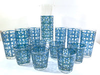 Load image into Gallery viewer, Pasinski Signed Mid-Century Blue and Green 14-Piece Cocktail Set
