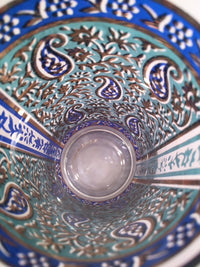 Load image into Gallery viewer, Georges Briard Signed Mid-Century Sari Blue Paisley &amp; 22-Karat Gold Highball Glasses (Set of 6)
