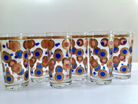 Load image into Gallery viewer, Georges Briard Signed Mid-Century 22-Karat Gold and Colorful Circle Glasses (Set of 6)

