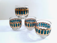 Load image into Gallery viewer, Culver Signed Mid-Century Emerald Azure Scroll Roly Poly Glasses (Set of 4)
