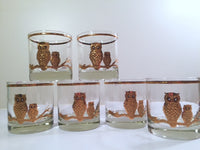 Load image into Gallery viewer, Culver - Signed 22-Karat Gold Retro Owl Old Fashion Glasses (Set of 6)
