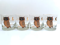 Load image into Gallery viewer, Couroc Signed Mid-Century Black and 22-Karat Gold Owl Old Fashion Glasses (Set of 4)
