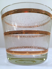 Load image into Gallery viewer, Culver Mid-Century Glass Ice Bucket with Frosted Ice and 22-Karat Gold Band Design
