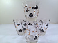 Load image into Gallery viewer, Federal Glass Mid-Century Black and 22-Karat Gold Amoeba Boomerang Glasses (Set of 4)
