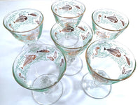 Load image into Gallery viewer, Libbey Mid-Century Marine Life Atomic Fish Sherbet and Cordial Glasses (Set of 6)
