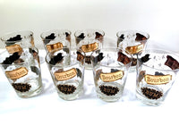 Load image into Gallery viewer, Vintage Black and 22-Karat Gold Liquor Name Double Old Fashion Glasses (Set of 8)
