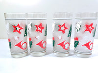 Load image into Gallery viewer, Culver Signed Mid-Century Frosted Christmas Glasses (Set of 4)
