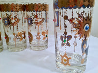 Load image into Gallery viewer, Culver Mid-Century 22-Karat Gold Charm Bracelet Highball Glasses (Set of 5)
