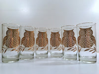 Load image into Gallery viewer, Mid-Century Retro Gold Owl Highball Glasses (Set of 6)

