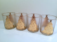 Load image into Gallery viewer, Culver Signed Mid-Century Lord and Taylor 22-Karat Gold Christmas Tree Double Old Fashion Glasses (Set of 4)
