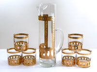 Load image into Gallery viewer, Culver Signed Antigua Mid-Century 22-Karat Gold Martini &amp; Whiskey 7-Piece Bar Set

