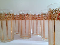 Load image into Gallery viewer, Pasinski Signed Mid-Century 22-Karat Gold and Frosted Highball Glasses (Set of 6)
