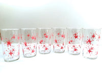 Load image into Gallery viewer, Federal Glass Pink Atomic Starburst Glasses with Tipsy Tim Carrier (Set of 6 with Carrier)
