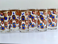 Load image into Gallery viewer, Georges Briard Signed Mid-Century 22-Karat Gold and Colorful Circle Glasses (Set of 6)

