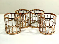Load image into Gallery viewer, Imperial Glass Company –  Spanish Windows 22-Karat Gold Mid-Century Double Old Fashion Glasses (Set of 4)
