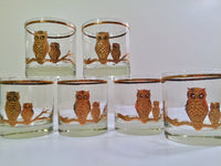 Load image into Gallery viewer, Culver - Signed 22-Karat Gold Retro Owl Old Fashion Glasses (Set of 6)

