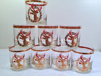 Load image into Gallery viewer, Culver Signed Mid-Century Rudolph The Red Nose Reindeer Old Fashion Glasses - Rare (Set of 8)
