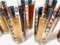 Load image into Gallery viewer, Georges Briard Signed Mid-Century Golden Crown Highball Glasses (Set of 8)

