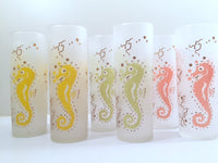 Load image into Gallery viewer, Federal Glass Mid-Century Seahorse Frosted Collins Glasses (Set of 6)

