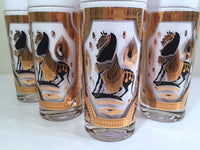 Load image into Gallery viewer, Fred Press Signed Mid-Century Trojan Horse Highball Glasses (Set of 4)
