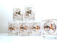 Load image into Gallery viewer, Culver Signed Mid-Century Golden Reindeer Double Old Fashion Glasses (Set of 6)
