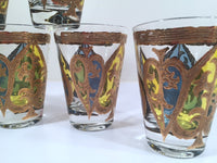 Load image into Gallery viewer, Georges Briard Signed Mid-Century Blue and Yellow Spade Whiskey-Double Shot Glasses (Set of 7)

