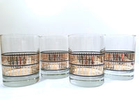 Load image into Gallery viewer, Culver Mid-Century 22-Karat Gold Stripes with Black Bands  Double Old Fashion Glasses (Set of 4)

