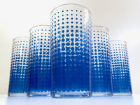 Load image into Gallery viewer, Hazel Atlas Mid-Century Retro Blue Dots Glass Set With Original Box (Set of 8)
