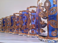 Load image into Gallery viewer, Culver Mid-Century Blue and 22-Karat Gold Leaf Glasses (Set of 8)
