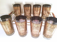 Load image into Gallery viewer, Pasinski Mid-Century Black and 22-Karat Gold Bar Set (Set of 8 Glasses with Carrier)
