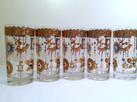 Load image into Gallery viewer, Culver Mid-Century 22-Karat Gold Charm Bracelet Highball Glasses (Set of 5)
