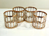 Load image into Gallery viewer, Imperial Glass Company –  Spanish Windows 22-Karat Gold Mid-Century Double Old Fashion Glasses (Set of 4)
