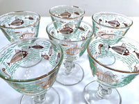 Load image into Gallery viewer, Libbey Mid-Century Marine Life Atomic Fish Sherbet and Cordial Glasses (Set of 6)
