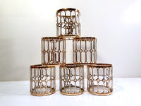 Load image into Gallery viewer, Imperial Glass Company –  Spanish Windows 22-Karat Gold Mid-Century Double Old Fashion Glasses (Set of 6)
