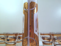 Load image into Gallery viewer, Fred Press Signed Mid-Century Trojan Horse 7-Piece Bar Set (1 Pitcher &amp; 6 Glasses)
