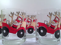 Load image into Gallery viewer, Cera Signed Mid-Century Santa and Reindeer in Car Glasses (Set of 6)
