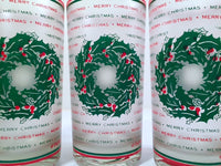Load image into Gallery viewer, Culver Signed Mid-Century Merry Christmas Wreath Glasses (Set of 7)
