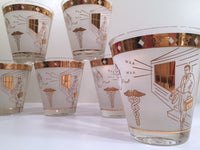Load image into Gallery viewer, Mid-Century &quot;Birds and the Bees&quot; Double Old Fashion Glasses (Set of 6)
