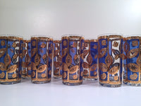 Load image into Gallery viewer, Culver Mid-Century Blue and 22-Karat Gold Leaf Glasses (Set of 8)
