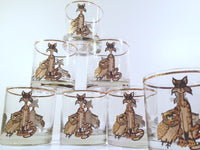 Load image into Gallery viewer, Culver Signed Mid-Century Pussy Cat and Owl Glasses (Set of 7)
