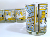 Load image into Gallery viewer, Georges Briard - Signed Mid-Century &quot;A Night at the Roxy&quot; Double Old Fashion Glasses (Set of 4)
