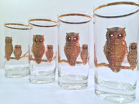 Load image into Gallery viewer, Culver Signed Mid-Century 22-Karat Gold Retro Owl Tall Glasses (Set of 4)
