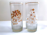 Load image into Gallery viewer, Culver Mid-Century 22-Karat Gold &amp; White Christmas Highball Glasses (Set of 4)
