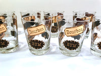 Load image into Gallery viewer, Vintage Black and 22-Karat Gold Liquor Name Double Old Fashion Glasses (Set of 8)
