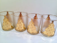 Load image into Gallery viewer, Culver Signed Mid-Century Lord and Taylor 22-Karat Gold Christmas Tree Double Old Fashion Glasses (Set of 4)
