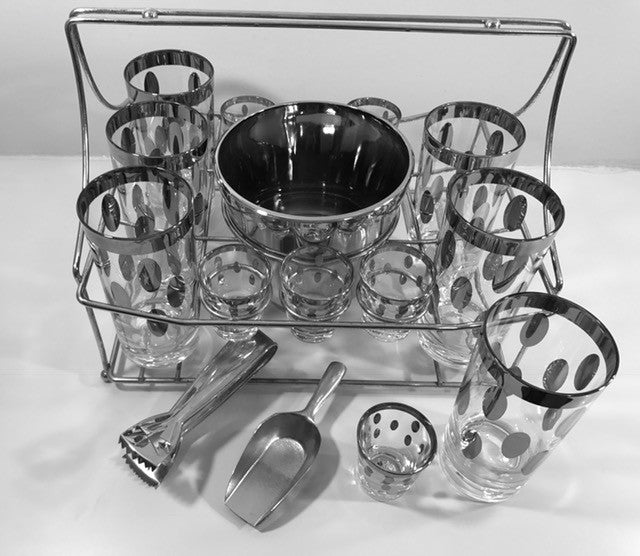 Vintage Vitreon Queens Lusterware Bar Glasses Set- 7 Pieces