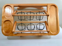 Load image into Gallery viewer, Karoff Original Mid-Century Kant-Spill Drink-N-Snack Server Bar Set (Set of 6 with Wood Carrier)
