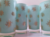 Load image into Gallery viewer, Federal Glass Mid-Century Blue Atomic &amp; 22-Karat Gold Star Glasses (Set of 4)
